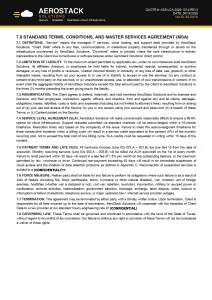 Wall of legal terms and master services agreement text in a default quote