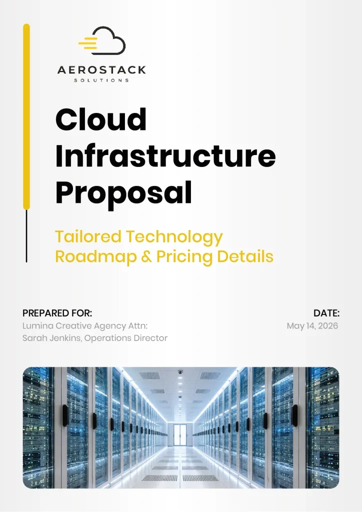 Premium cloud infrastructure proposal cover built in Kaseya Quote Manager and Kaseya Quote Manager customization