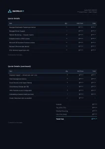 Dark Kaseya quote showing a single flat price list