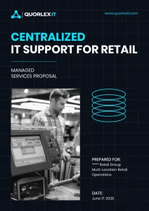 Premium retail managed services proposal cover, dark theme